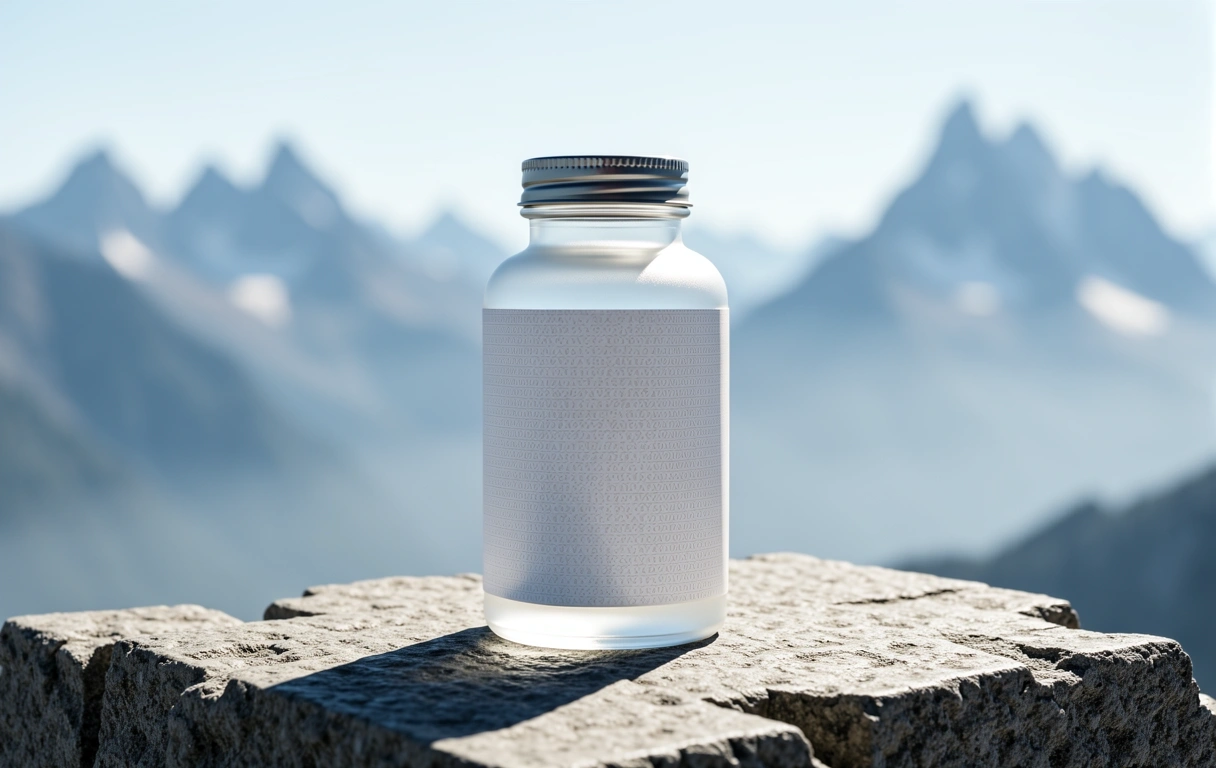 Kras Vitamins bottle on Slovenian limestone